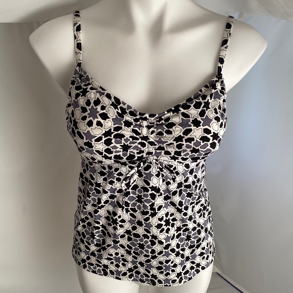 Lands End black white gray tankini top size 8